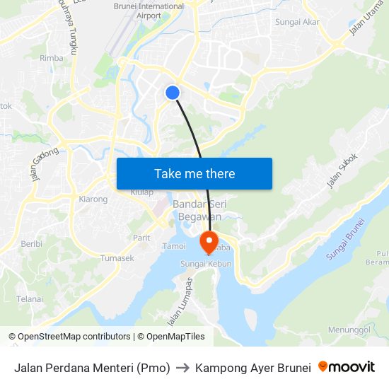 Jalan Perdana Menteri (Pmo) to Kampong Ayer Brunei map