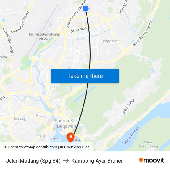 Jalan Madang (Spg 84) to Kampong Ayer Brunei map