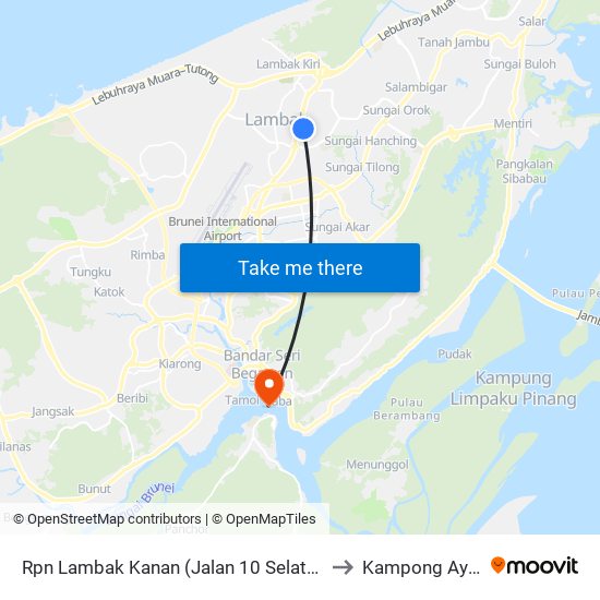 Rpn Lambak Kanan (Jalan 10 Selatan @ Jln 11 Spg 63) to Kampong Ayer Brunei map