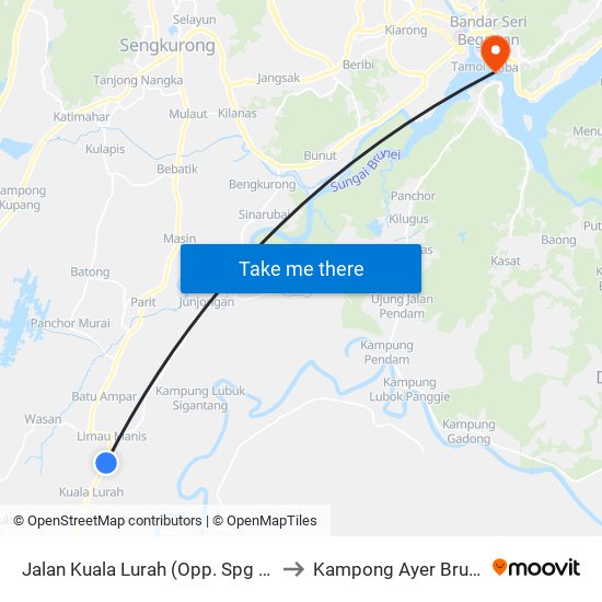 Jalan Kuala Lurah (Opp. Spg 96) to Kampong Ayer Brunei map