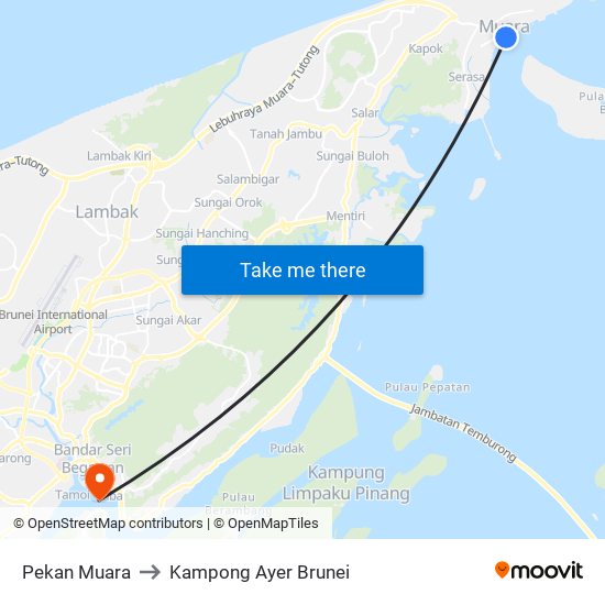 Pekan Muara to Kampong Ayer Brunei map