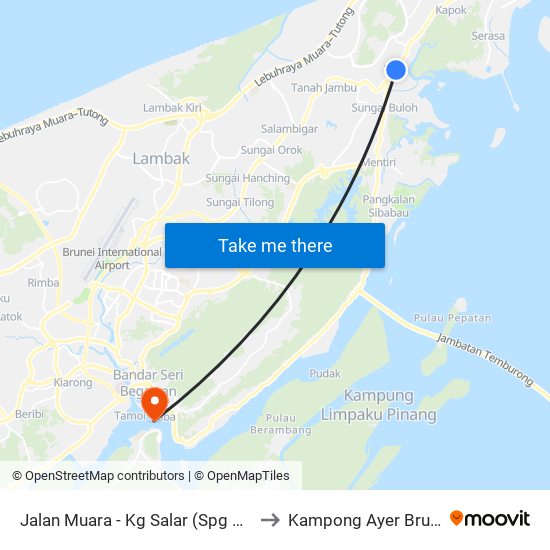 Jalan Muara - Kg Salar (Spg 606) to Kampong Ayer Brunei map