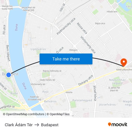 Clark Ádám Tér to Budapest map