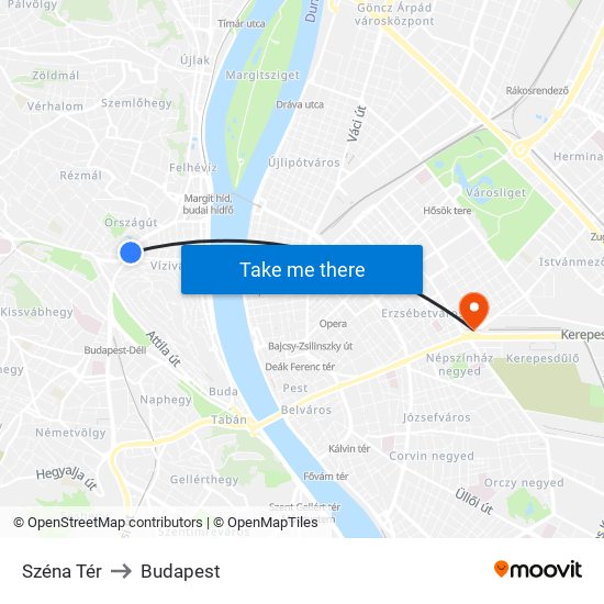 Széna Tér to Budapest map