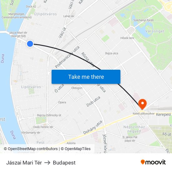 Jászai Mari Tér to Budapest map