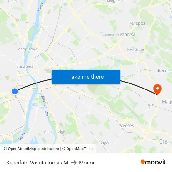 Kelenföld Vasútállomás M to Monor map