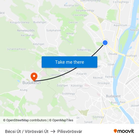 Bécsi Út / Vörösvári Út to Pilisvörösvár map
