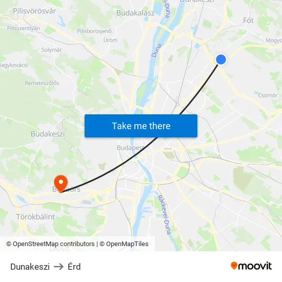 Dunakeszi to Érd map