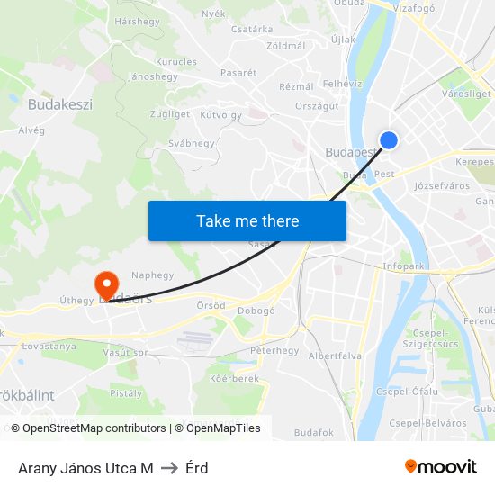 Arany János Utca M to Érd map