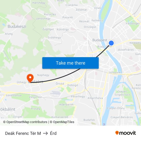 Deák Ferenc Tér M to Érd map