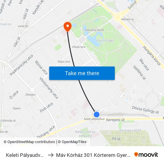 Keleti Pályaudvar M to Máv Kórház 301 Kórterem Gyerekágy map