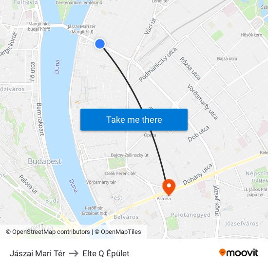 Jászai Mari Tér to Elte Q Épület map