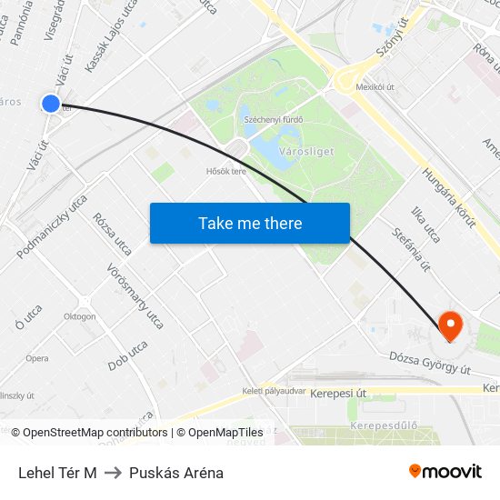 Lehel Tér M to Puskás Aréna map
