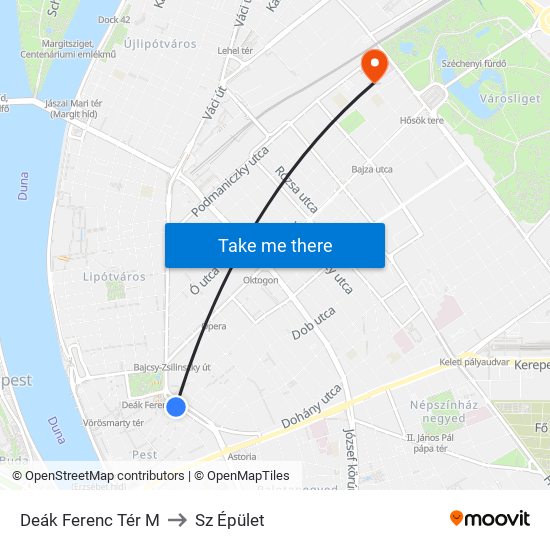 Deák Ferenc Tér M to Sz Épület map