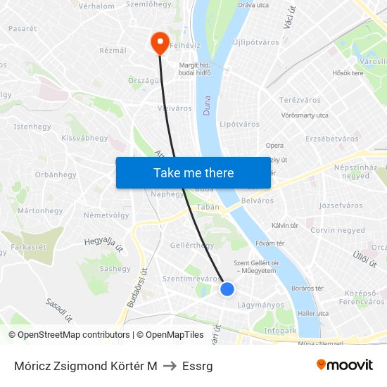 Móricz Zsigmond Körtér M to Essrg map