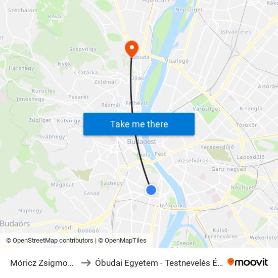 Móricz Zsigmond Körtér to Óbudai Egyetem - Testnevelés És Sport Intézet map
