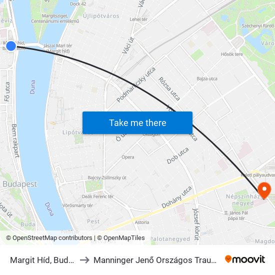 Margit Híd, Budai Hídfő H to Manninger Jenő Országos Traumatológiai Intézet map