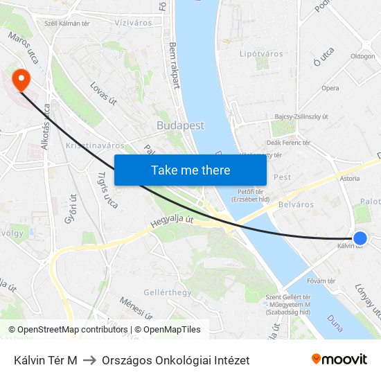 Kálvin Tér M to Országos Onkológiai Intézet map