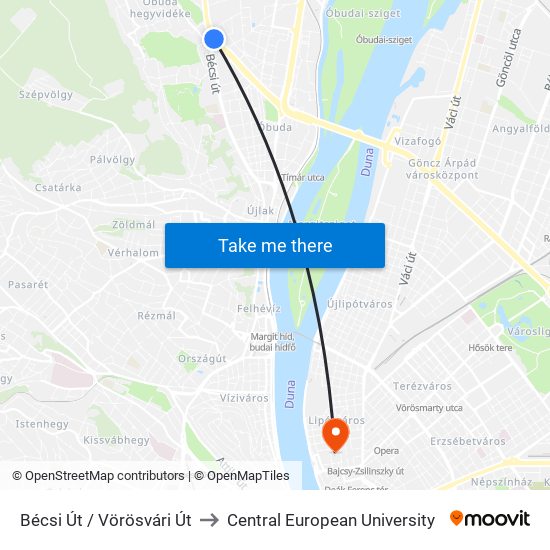 Bécsi Út / Vörösvári Út to Central European University map