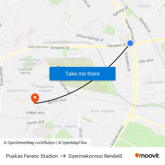 Puskás Ferenc Stadion to Gyermekorvosi Rendelő map