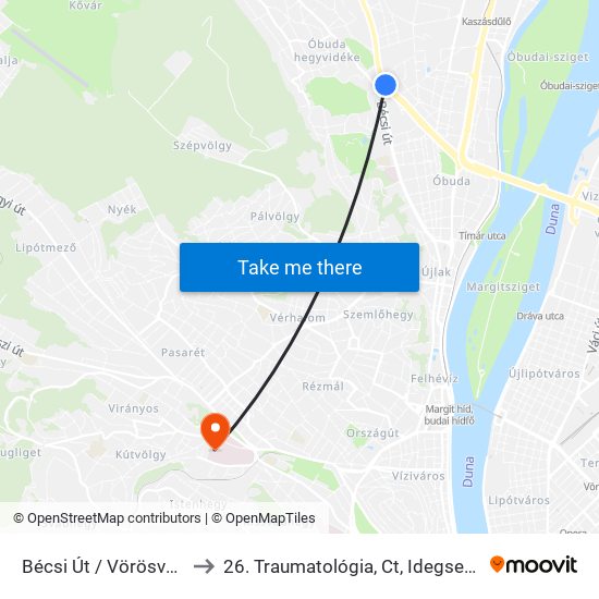 Bécsi Út / Vörösvári Út to 26. Traumatológia, Ct, Idegsebészet map