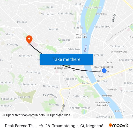 Deák Ferenc Tér M to 26. Traumatológia, Ct, Idegsebészet map