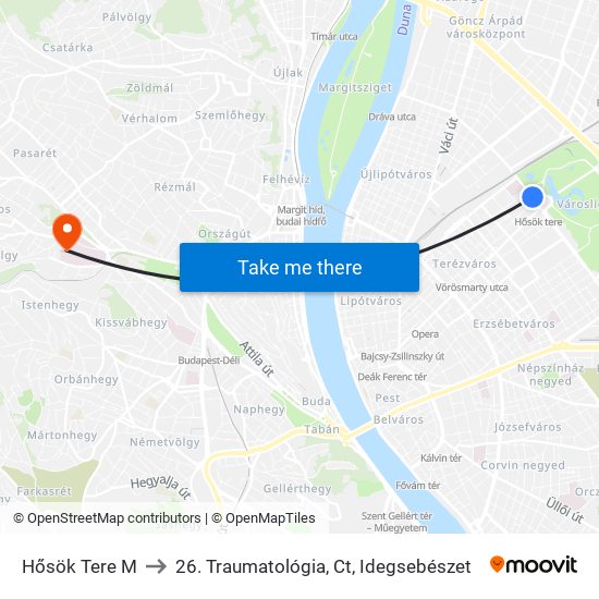 Hősök Tere M to 26. Traumatológia, Ct, Idegsebészet map