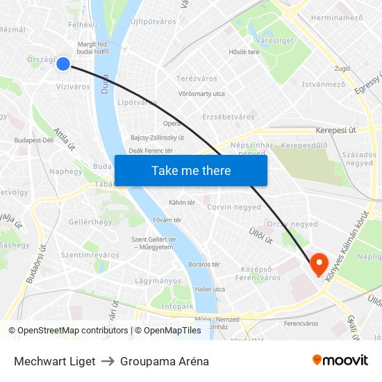 Mechwart Liget to Groupama Aréna map