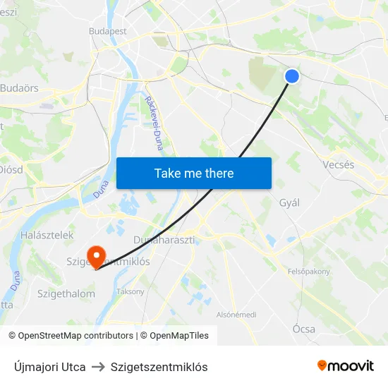 Újmajori Utca to Szigetszentmiklós map