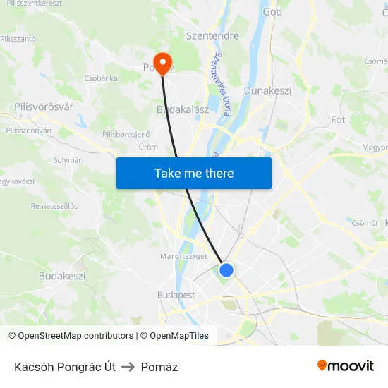 Kacsóh Pongrác Út to Pomáz map