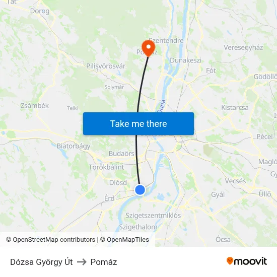 Dózsa György Út to Pomáz map