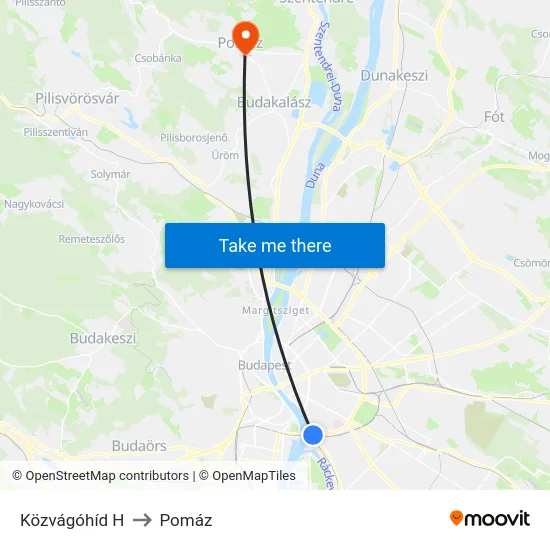 Közvágóhíd H to Pomáz map
