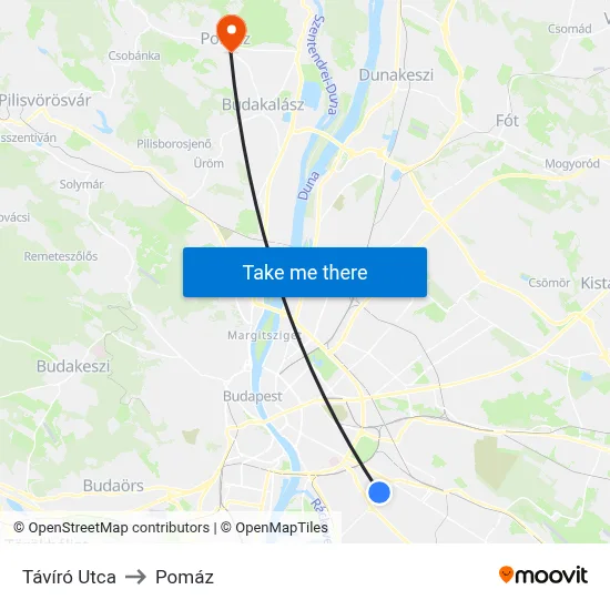 Távíró Utca to Pomáz map