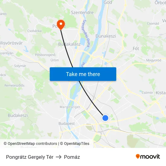 Pongrátz Gergely Tér to Pomáz map