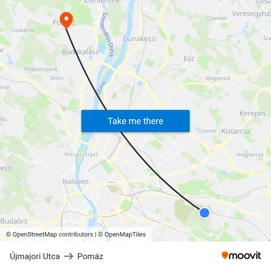 Újmajori Utca to Pomáz map