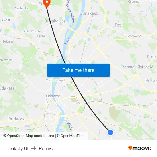 Thököly Út to Pomáz map