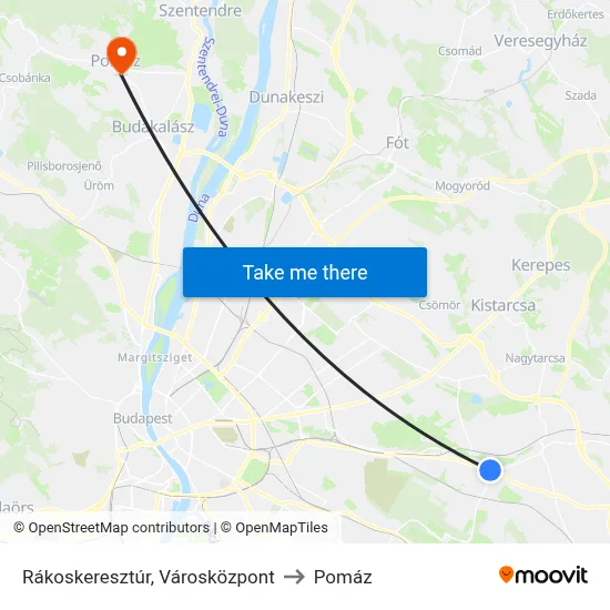 Rákoskeresztúr, Városközpont to Pomáz map