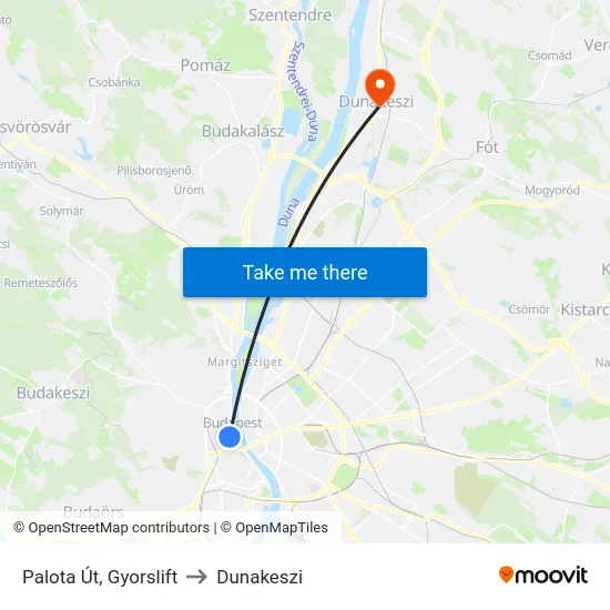 Palota Út, Gyorslift to Dunakeszi map