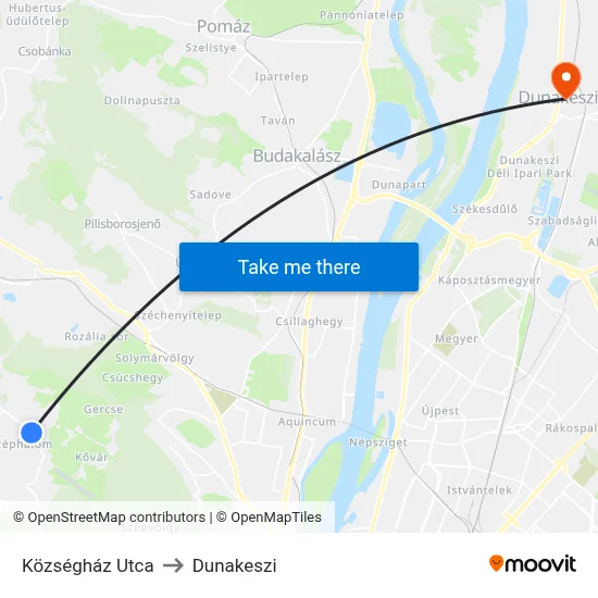 Községház Utca to Dunakeszi map