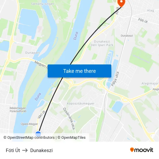 Fóti Út to Dunakeszi map