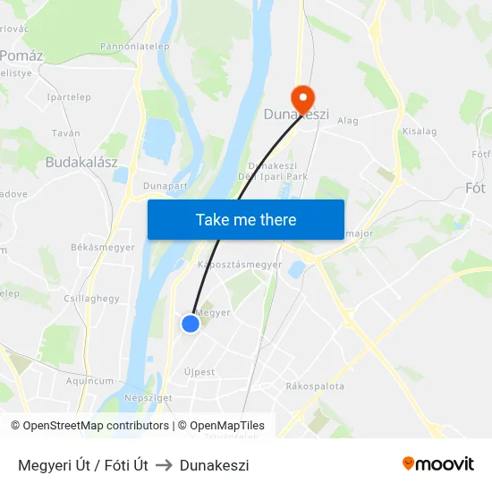 Megyeri Út / Fóti Út to Dunakeszi map