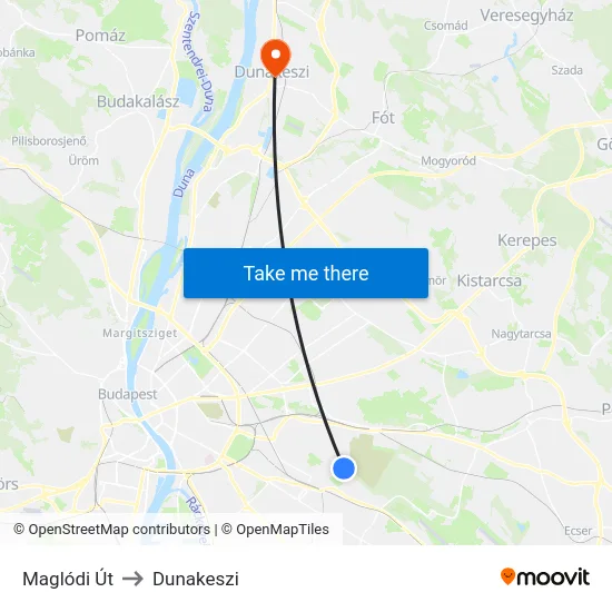 Maglódi Út to Dunakeszi map
