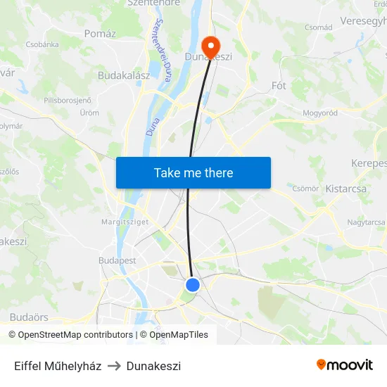 Eiffel Műhelyház to Dunakeszi map