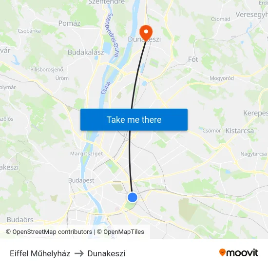 Eiffel Műhelyház to Dunakeszi map
