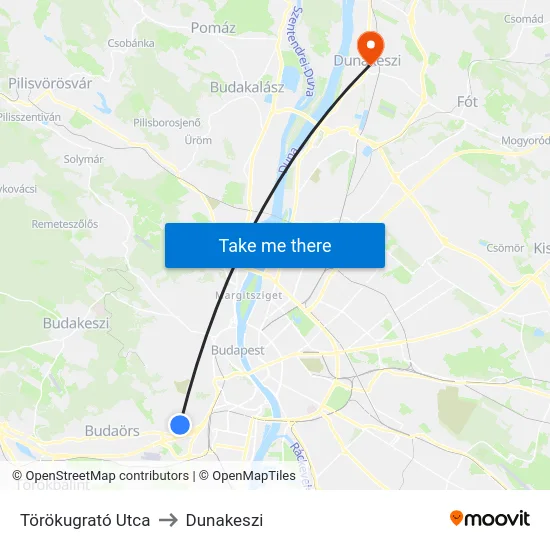 Törökugrató Utca to Dunakeszi map