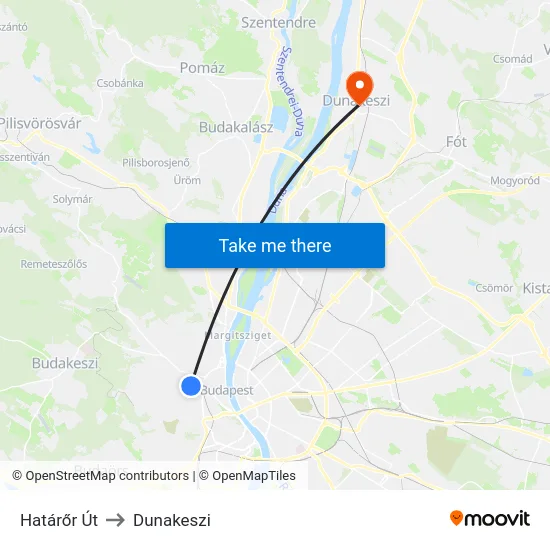 Határőr Út to Dunakeszi map