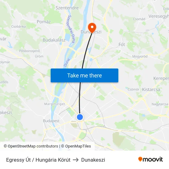 Egressy Út / Hungária Körút to Dunakeszi map