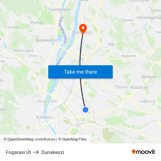 Fogarasi Út to Dunakeszi map