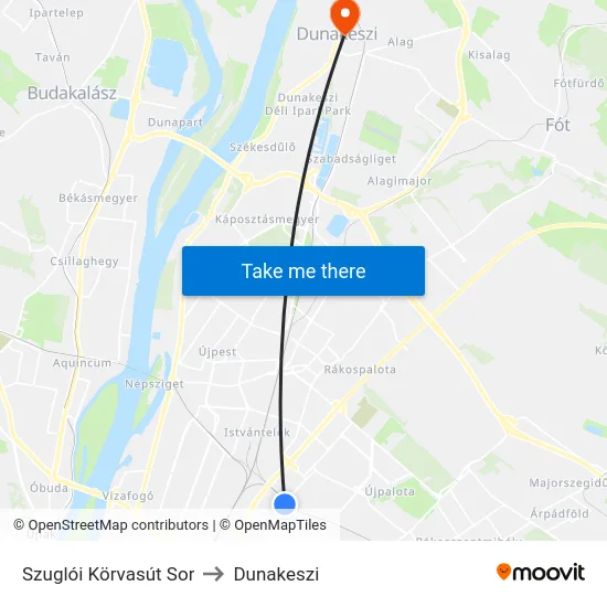 Szuglói Körvasút Sor to Dunakeszi map