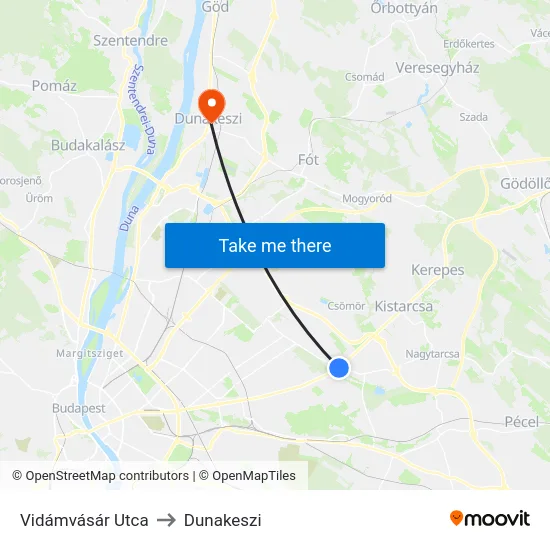 Vidámvásár Utca to Dunakeszi map